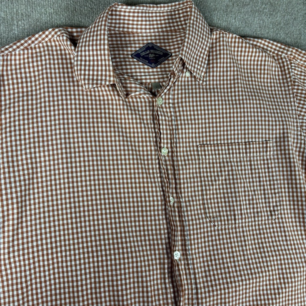 Bills Khakis Shirt Mens Large‎ Orange White Gingham Check Button Down